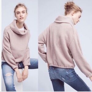 ANTHROPOLOGIE Field Flower Funnel Neck Drawstring Waist Sweater Small